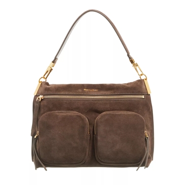 Coccinelle Hyle Suede Coffee Crossbody Bag