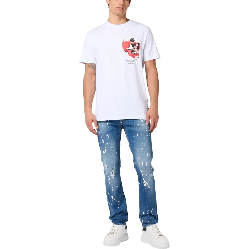 Philipp Plein T-Shirt Roundneck T-Shirt Puffy Red Skull Skull weiss(Image 4)