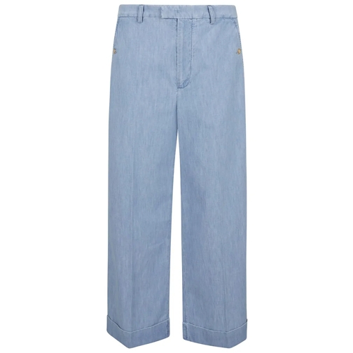 Valentino Jeans Wide Leg Chambray Pants Blue