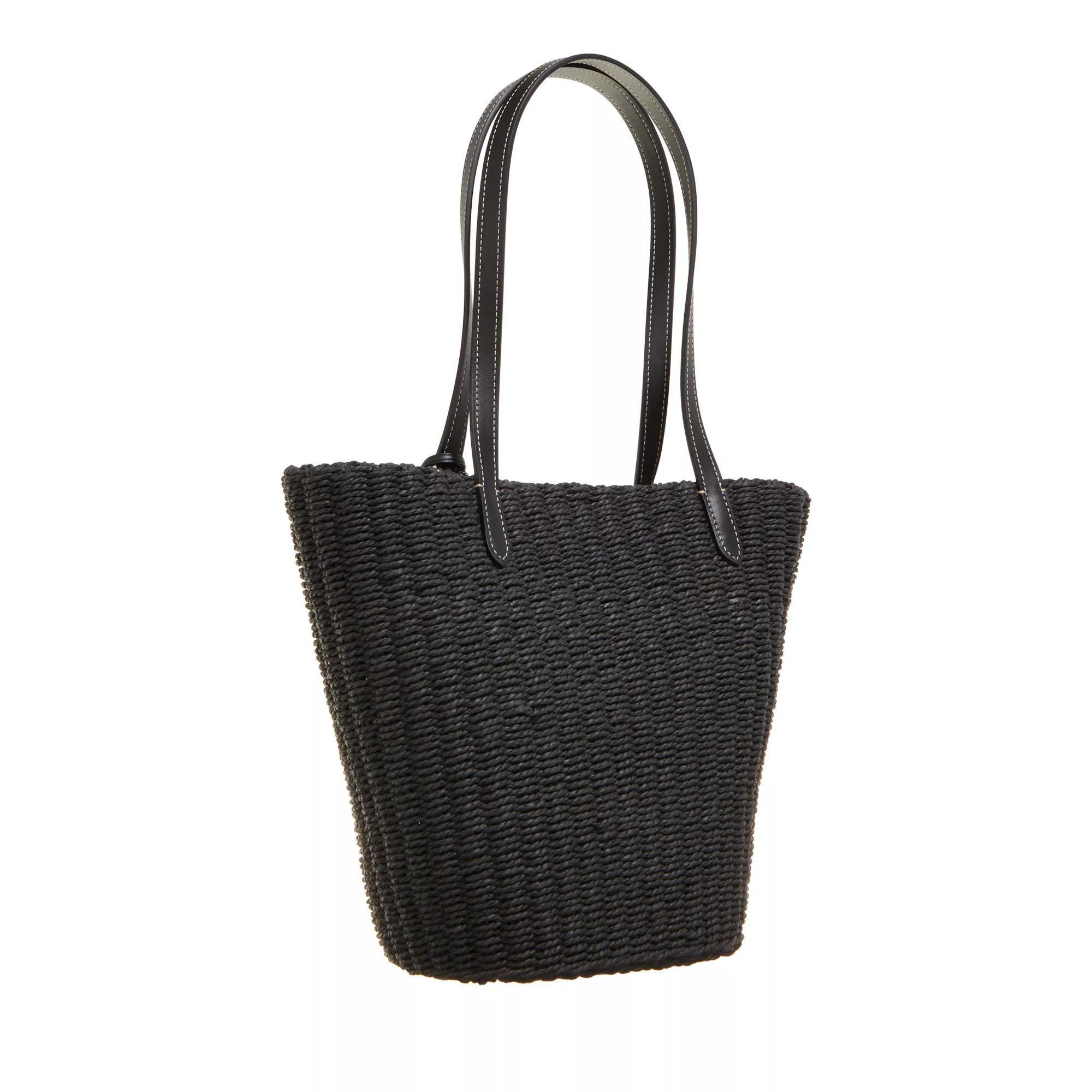 Black straw tote bag sale