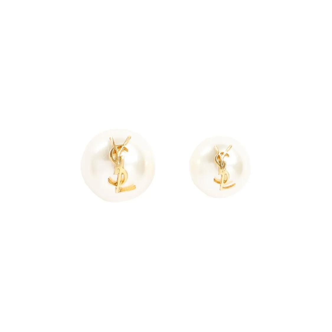 Saint Laurent Ohrringe - Pearl Earrings With Monogram - Gr. unisize - in Mehrfarbig - für Damen