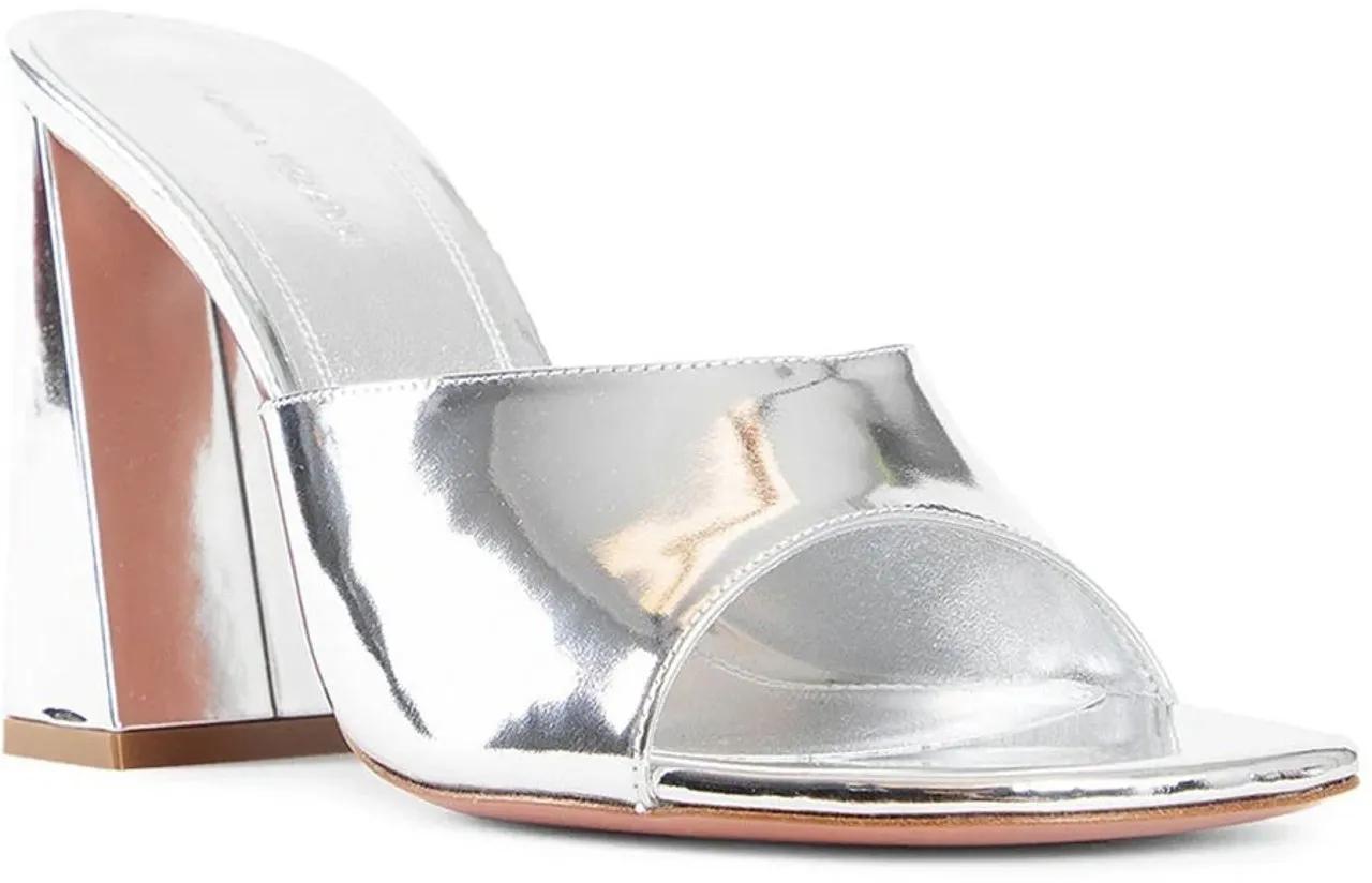 Thumbnail - Amina Muaddi Sandalen - Brigitte 95 Mirror Mules - Gr. 36 (EU) - in Silber - für Damen