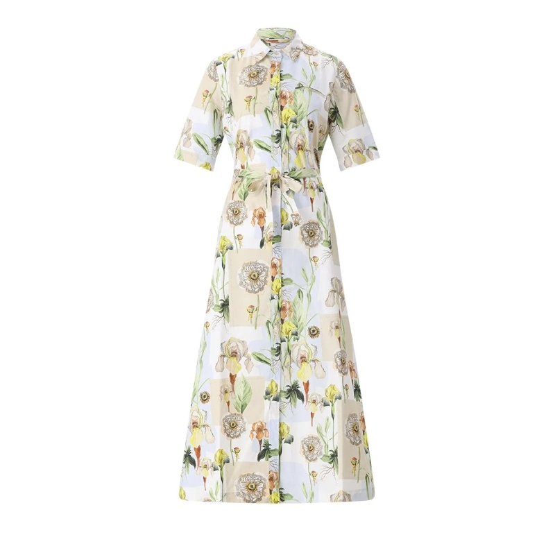 CALIBAN Shirtjurk Blusenkleid mit floralem Muster mehrfarbig
