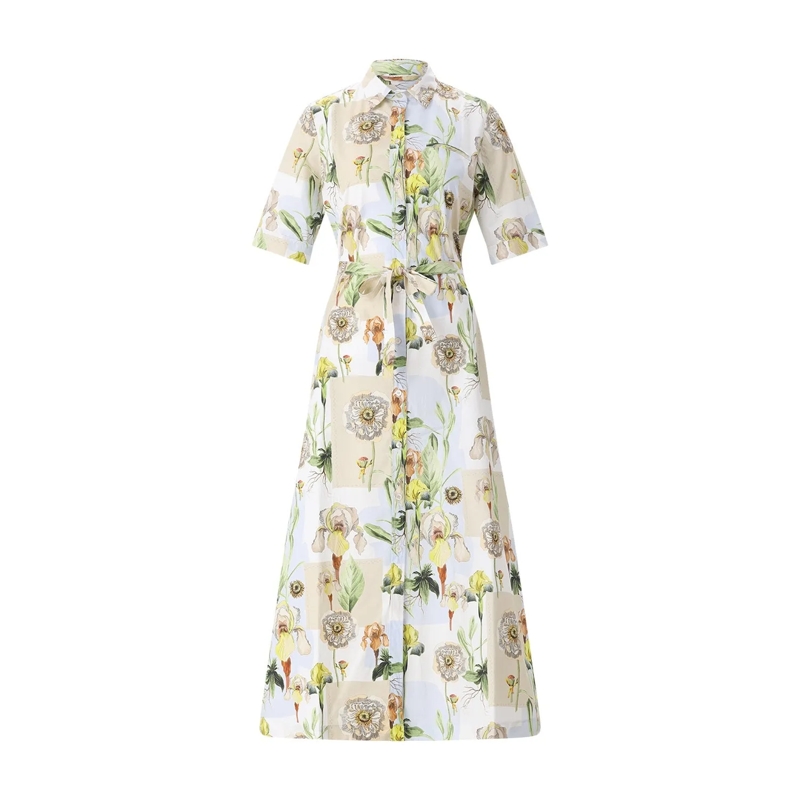 CALIBAN Maxi-jurk Blusenkleid mit floralem Muster mehrfarbig