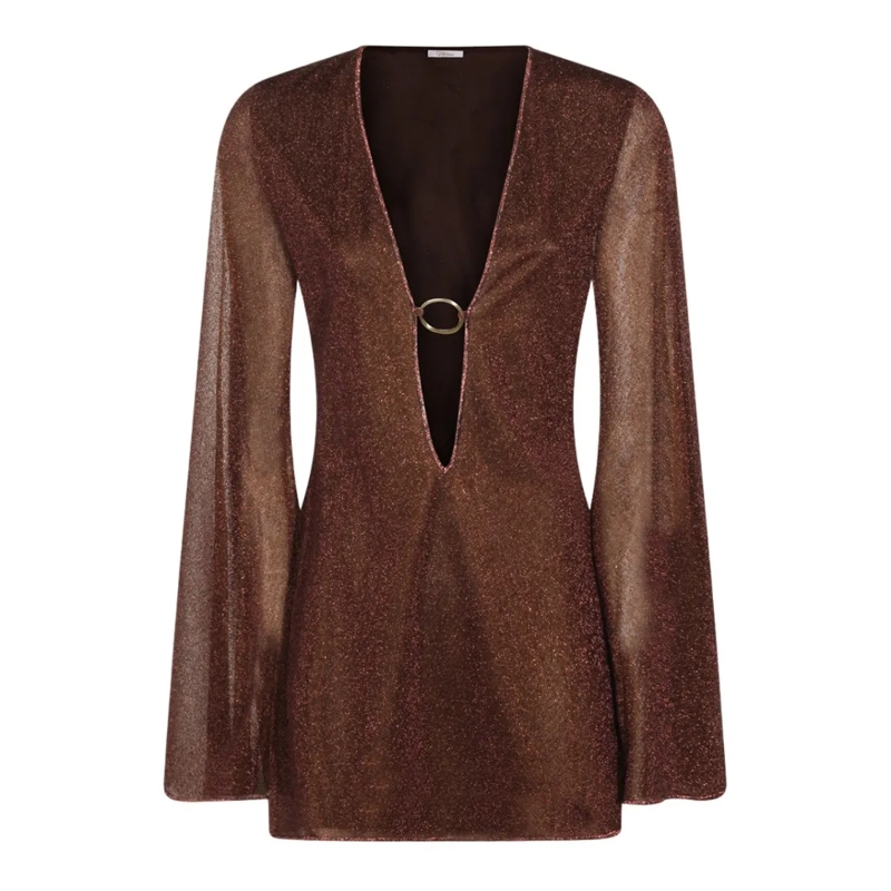 Oséree Mini-jurk Deep V-Neck Mini Dress Black