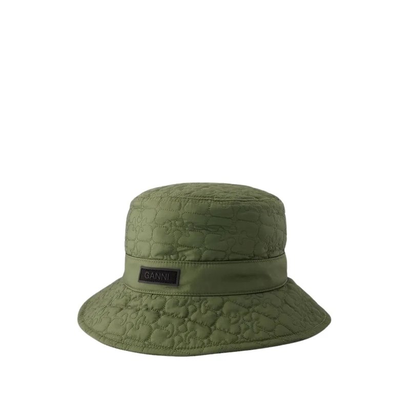 GANNI Chapeau Quilted Tech Bucket Hat - Synthetic - Khaki Green