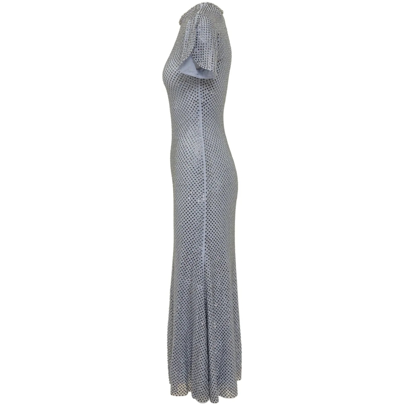 Self Portrait Maxikleid Abito Lungo con Strass silber(Image 3)