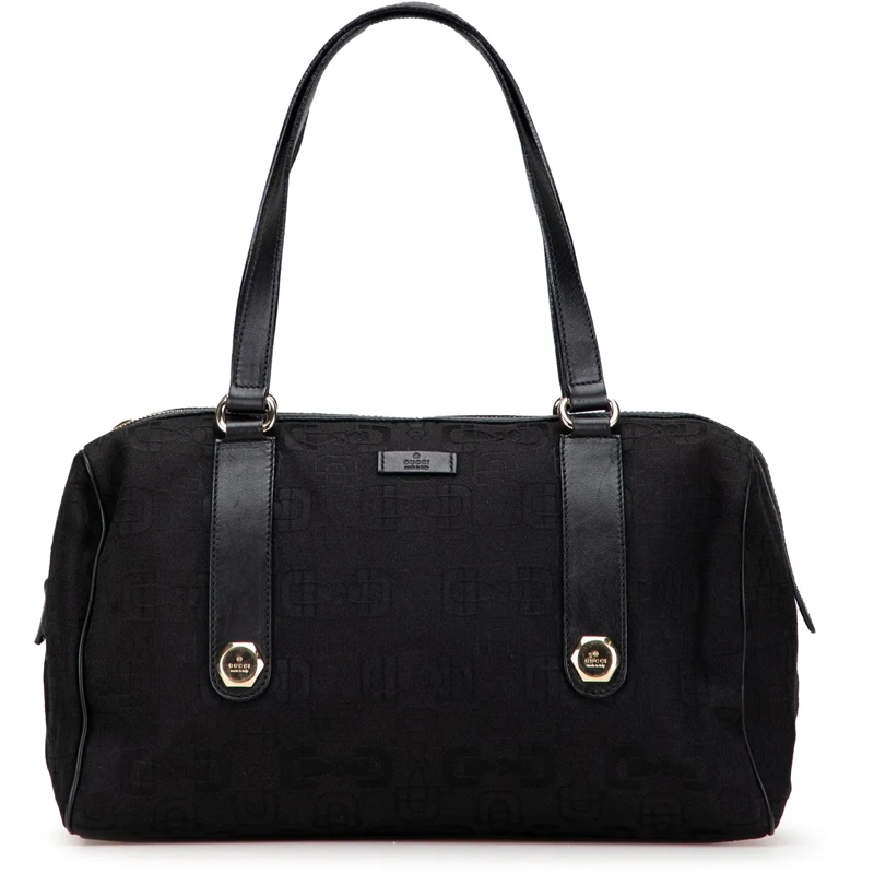 Gucci Tote Canvas Horsebit Charmy Boston Bag schwarz