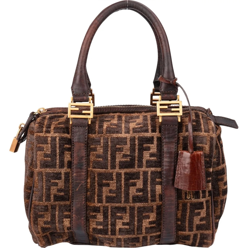 Fendi Schultertasche Fendi FF Monogram Boston Handbag braun