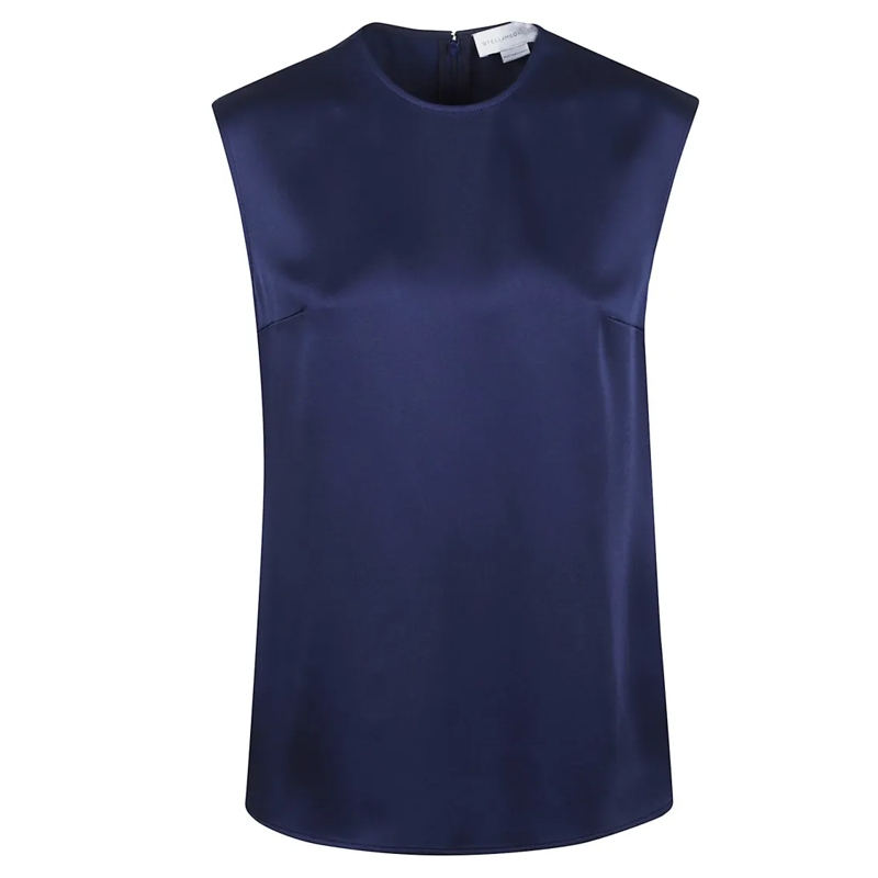 Stella McCartney Blouse Structured Blue Acetate Blend Top With Discreet Zi Blue