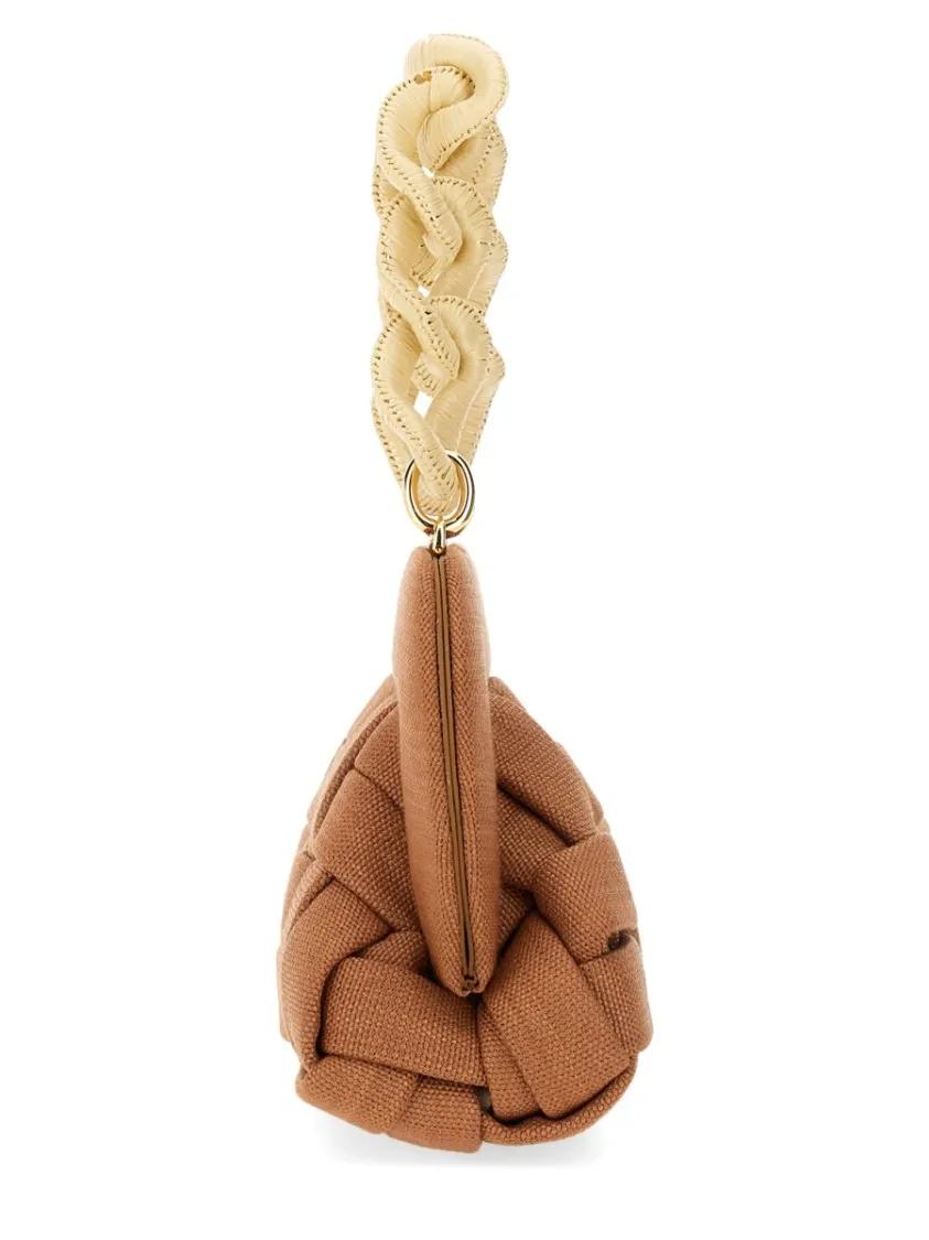 Themoirè Clutches "Tia Weaved Straw" Clutch in bruin