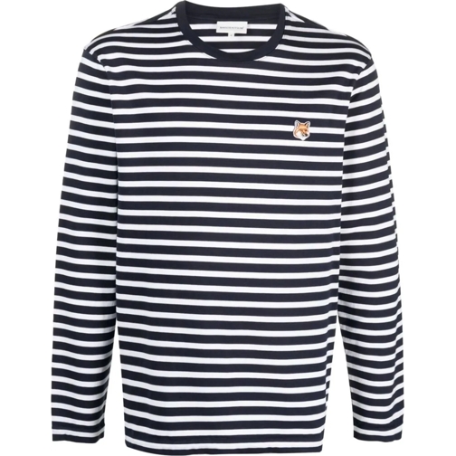 Maison Kitsune T-Shirts t shirt en coton a motif fox blau