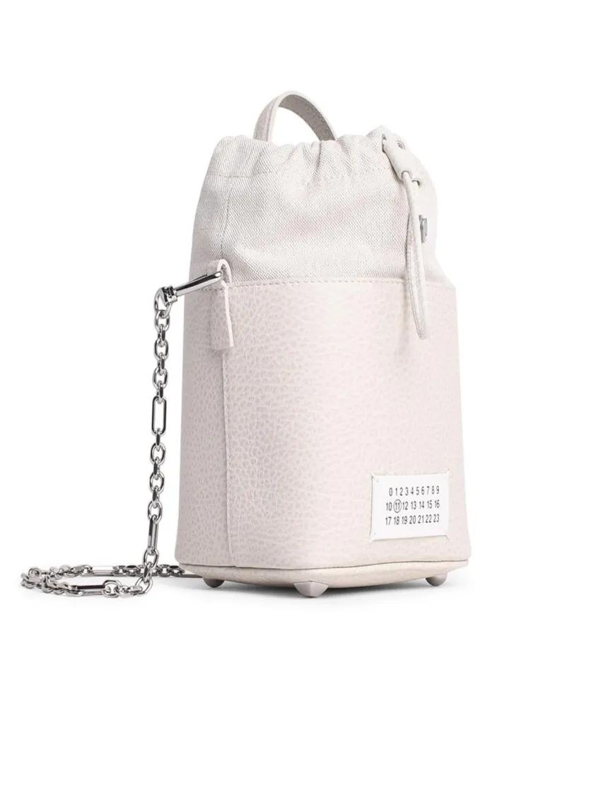 Maison Margiela Crossbody Bags - %27Sac%27 Bucket Bag In Light Grey Leather - Gr. unisize - in Grau - für Damen