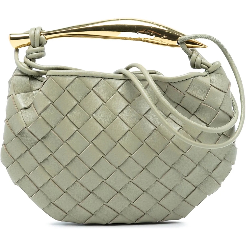 Bottega Veneta Schultertasche Baby Lambskin Intrecciato Sardine grau