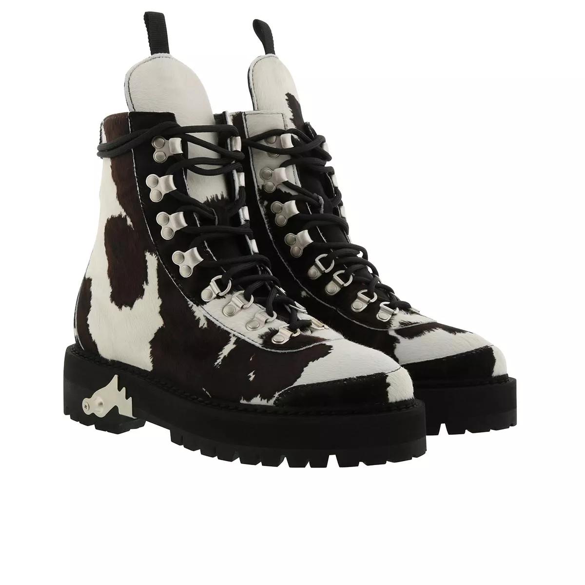 Off White Pony Hiking Boot White Brown Lace up Boots