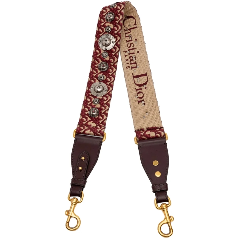 Christian Dior Schultertasche Studded Oblique Canvas Bag Strap rot