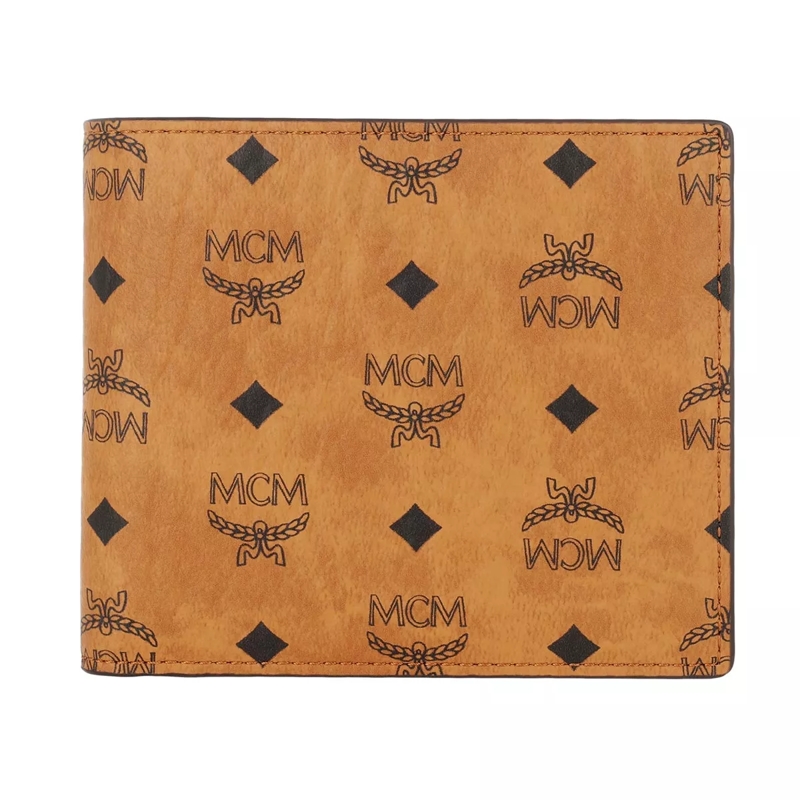 MCM Bi-Fold-Portemonnaie Visetos Or M-F12-1 Small Wallet, Coin Pkt u Cognac