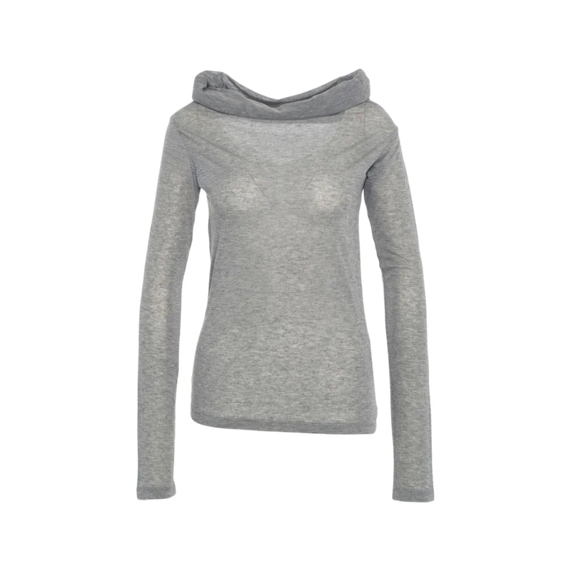 8Pm Haut à manches longues 'Ophelia' Waterfall Neck T-Shirt Grey