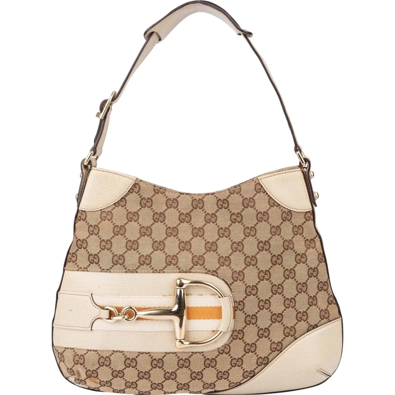 Gucci Schultertasche Gucci GG Monogram Horsebit Handbag braun