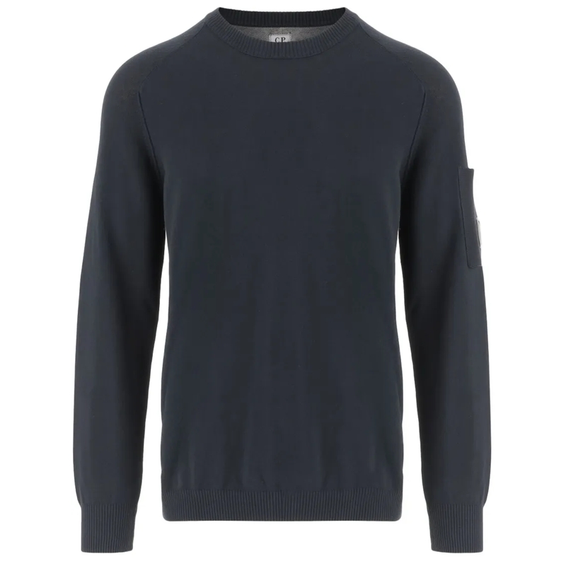 CP Company Trui Cotton Knit Sweater With Logo-Embellished Sleeve P Black