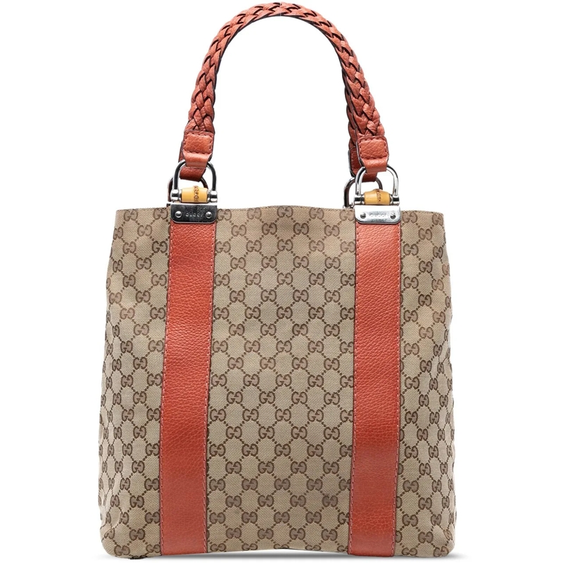 Gucci Shopper Large GG Canvas Bamboo Libeccio Tote braun