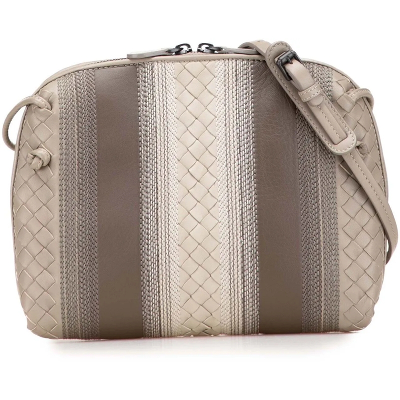 Bottega Veneta Schultertasche Nappa Intrecciato Striped Nodini Crossbody braun