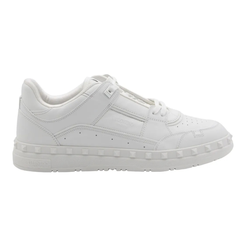 Valentino Garavani Low-Top-Sneaker White Leather Sneakers With Studded Midsole White