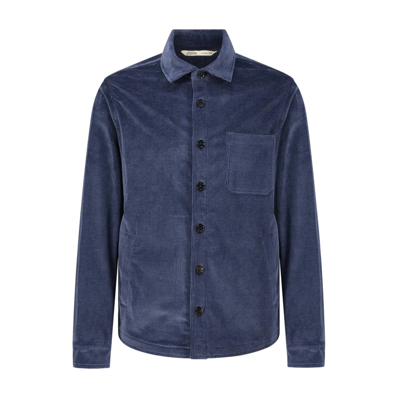 Maurizio Baldassari Overgangsjas Hemdjacke aus Cord mit Kaschmir blau