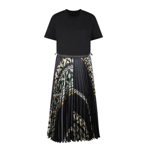 Sacai Midi Jurken Pattern Knit Print Dress Black