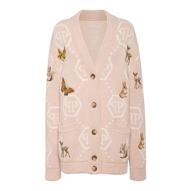 Philipp Plein Strickjacke Cardigan Long beige