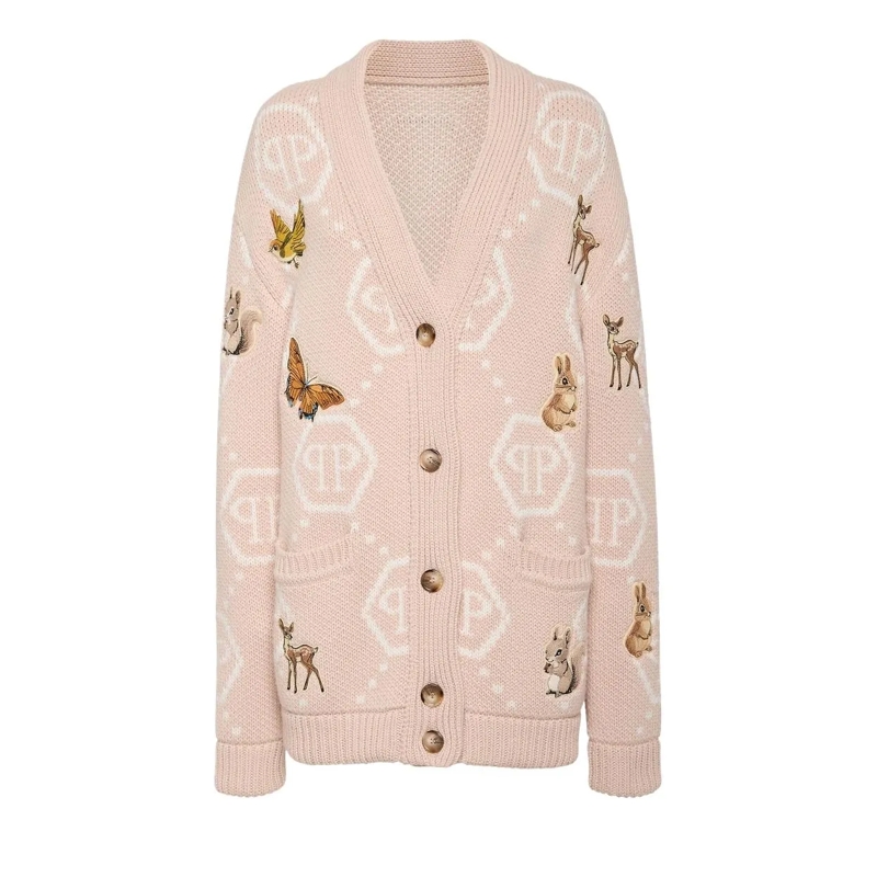 Philipp Plein Rollkragenpullover Cardigan Long beige