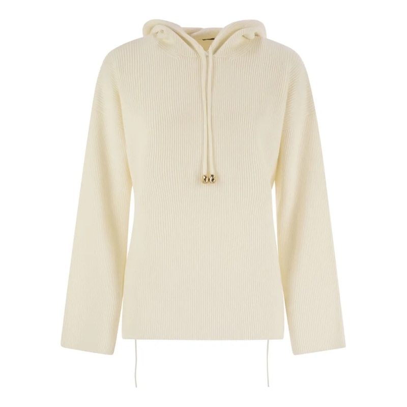 Fabiana Filippi Trui English Rib Co Hooded Sweater Neutrals