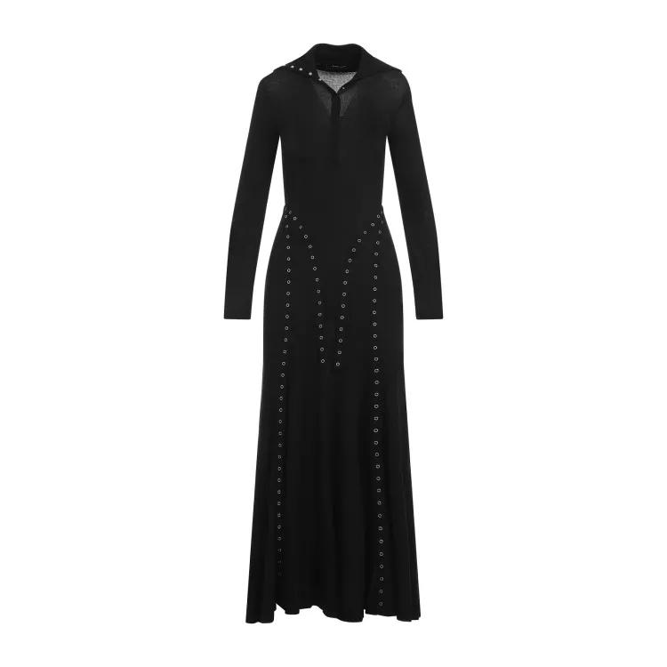 Simone Rocha - Ribbed Multi Snap Bias Cut Dress - Größe M - black