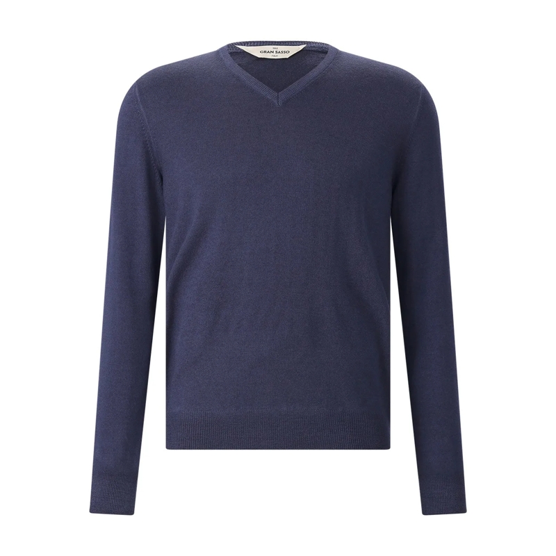 Gran Sasso Pullover Pullover mit V-Ausschnitt dunkelblau