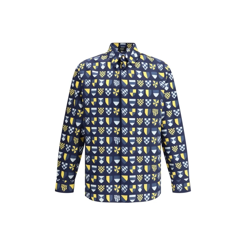 Fendi Overhemd Crisp Blue Button-Down Shirt With Structured Colla Blue
