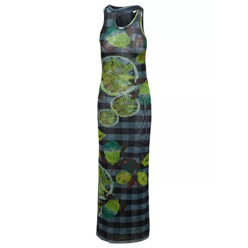 Ottolinger Long Multicolor Asymmetric Dress With Cut-Out And  Grey 