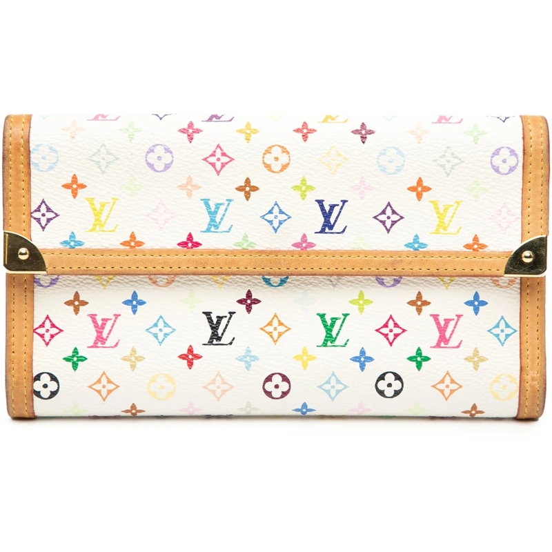 Louis Vuitton Geldbörse Monogram Multicolore Porte Tresor International Wa weiß