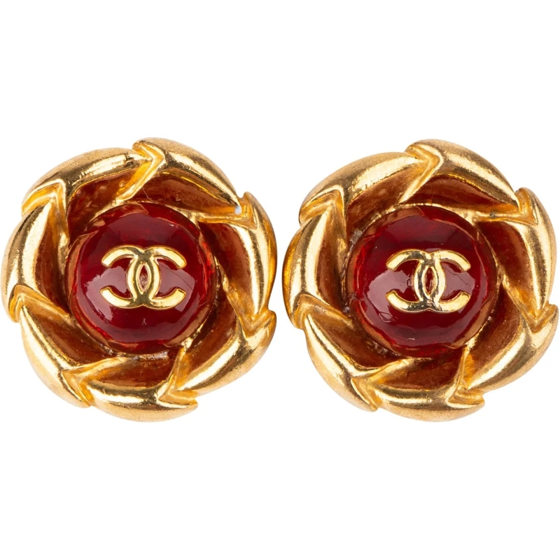 Chanel  Chanel Golden CC Earclips orange