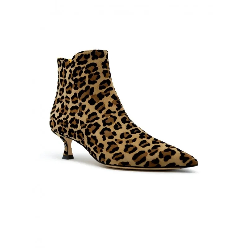 Mara Bini Stiefel W231109 Leopard Leather Naomi Ankle Boots Brown
