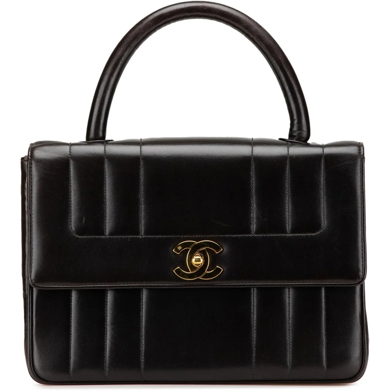Chanel Fourre-tout Lambskin Mademoiselle Kelly Top Handle Bag schwarz
