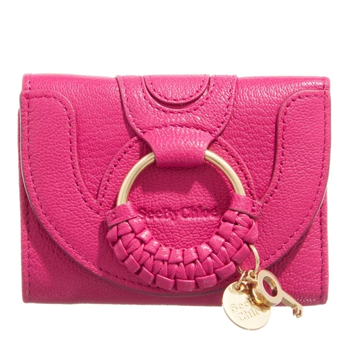 See By Chloé Hana Compact Wallet Leather Magneticpink Tri-Fold Portemonnee