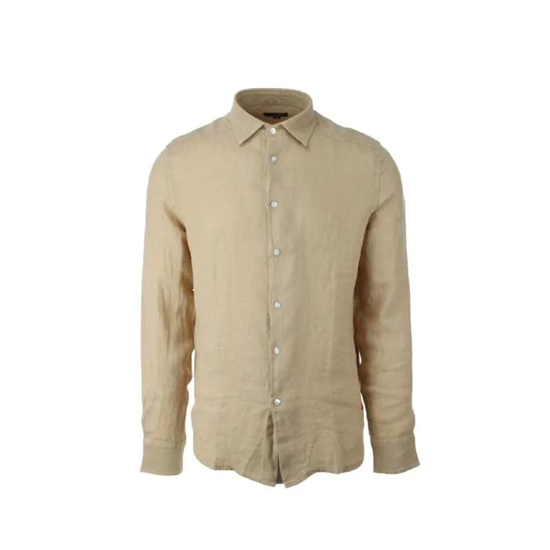 Peuterey Chemise Long-Sleeved Linen Shirt With Sporty Collar Neutrals
