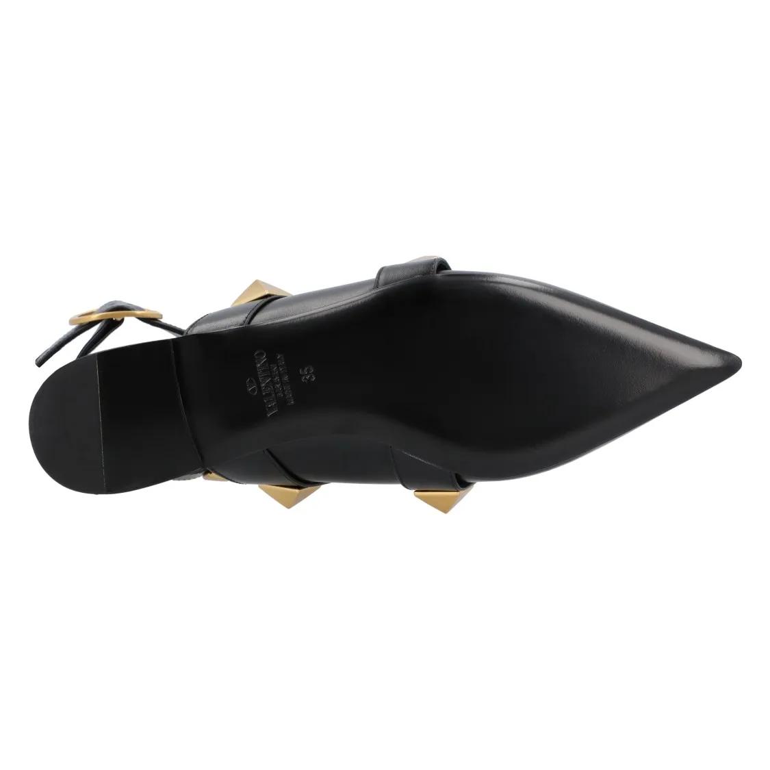 Thumbnail - Valentino Garavani Slipper & Pantoletten - Black Ballerinas With Iconic Roman Stud Rivets - Gr. 35 (EU) - in Schwarz - f...