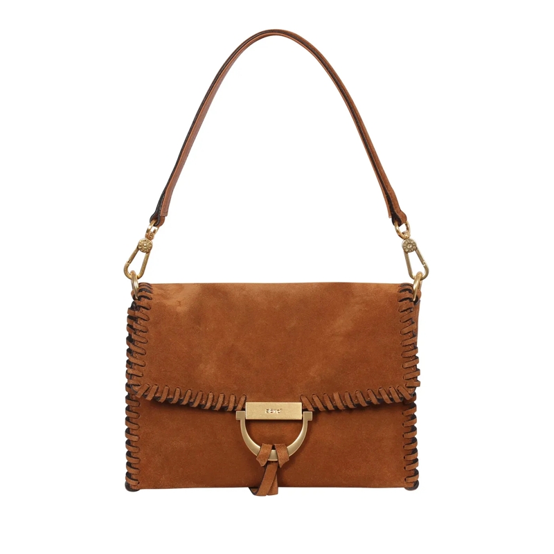 Abro Schultertasche Schultertasche TEMI STITCH braun