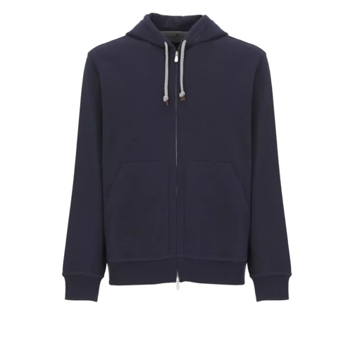 Brunello Cucinelli Sweatshirt With Zip And Hood Blue 