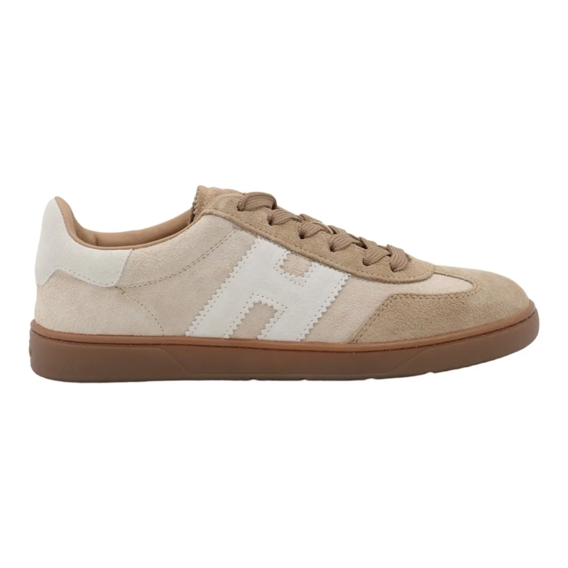 Hogan Lage-top sneaker Beige Suede Sneakers With Contrasting White Logo Neutrals