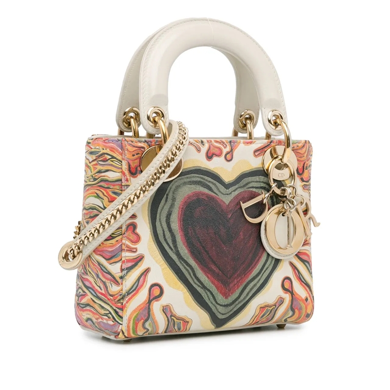 Christian Dior Schultertasche Limited Edition Mini Calfskin Lady DiorAmour Lady  weiß