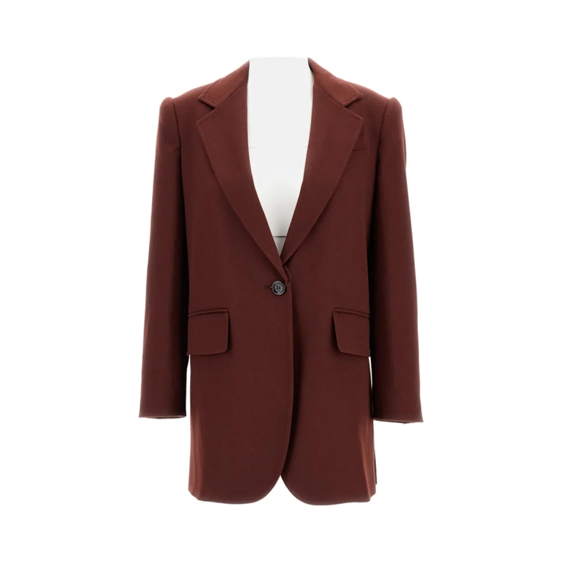 Max Mara Blazer Camelwool Single-Breasted Jacket Burgundy
