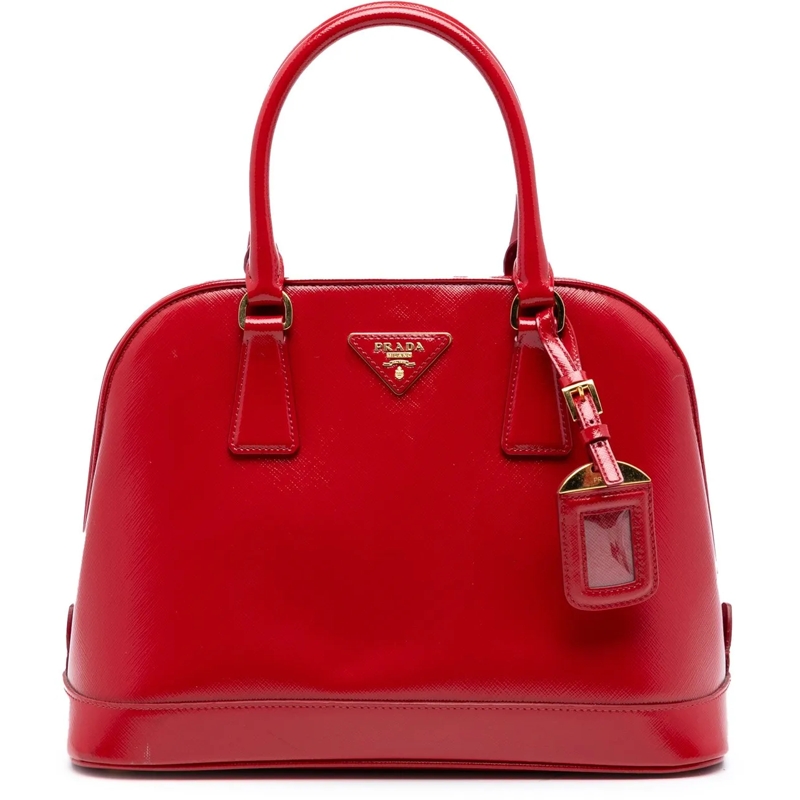 Prada Schultertasche Medium Saffiano Vernice Open Promenade Satchel rot