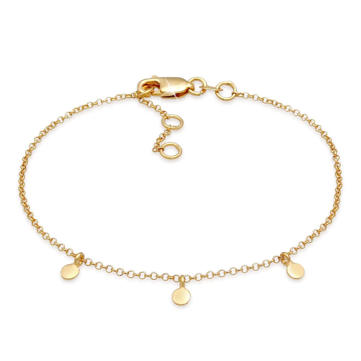 Elli Armbänder - Armband Plättchen Disc Kreis Coin Rund Boho 375 Ge - Gr. 16 CM - in Gold - für Damen